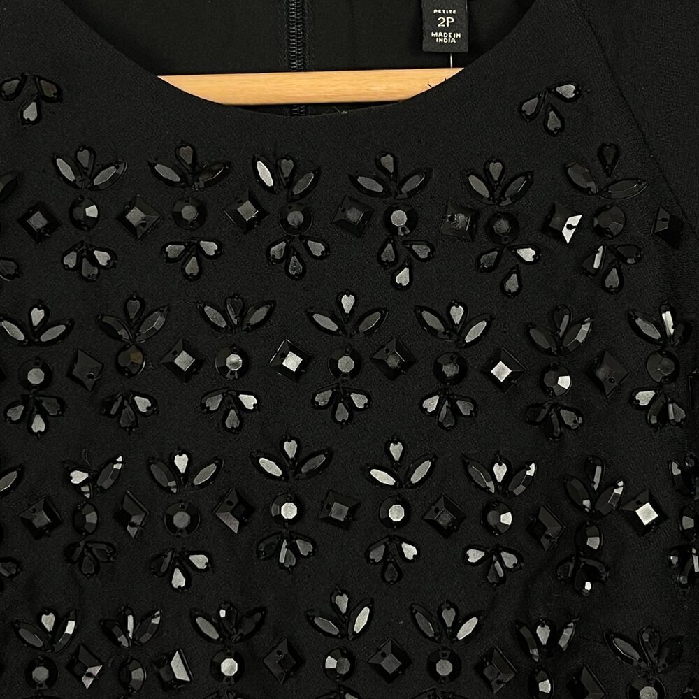 BANANA REPUBLIC NWT BEAD EMBELLISHED BLACK MINI DRESS - Picture 5 of 8